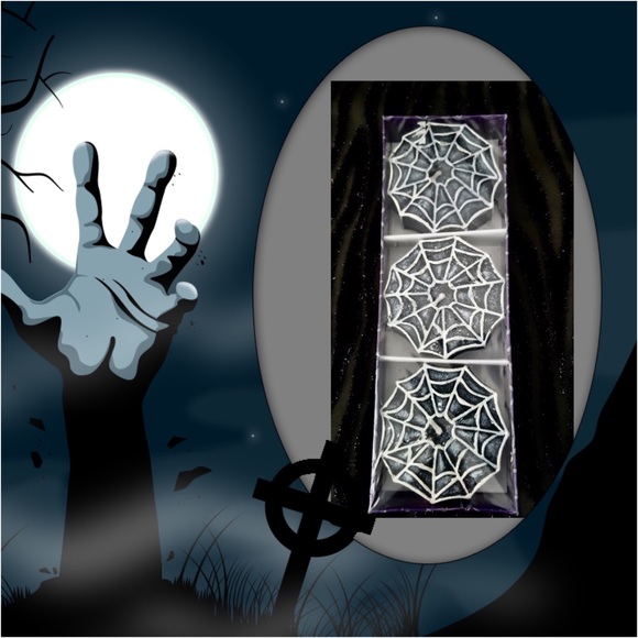 🕸VTG Floating Spider Web Candles 3 Pack - Picture 2 of 5